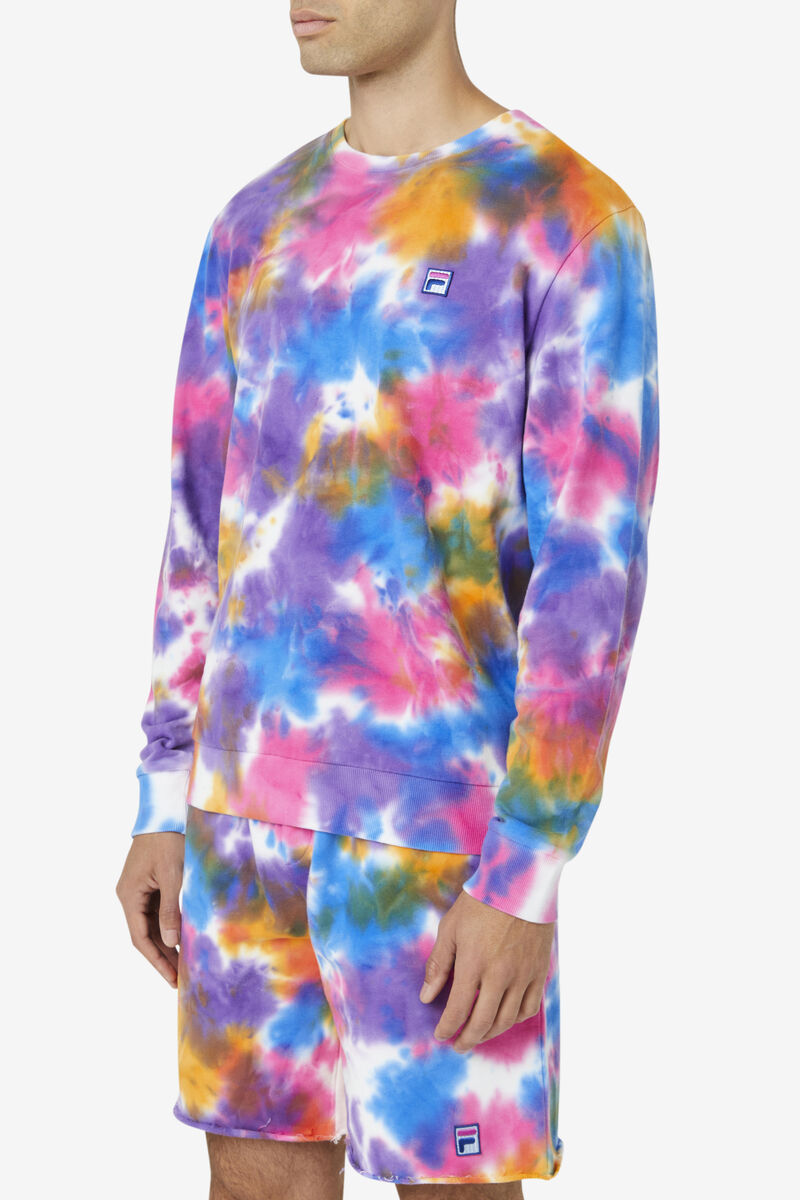 Men's Fila Jamie Tie Dye Crewneck Sweater Sweatshirts Multicolor | bz7UonYSiED