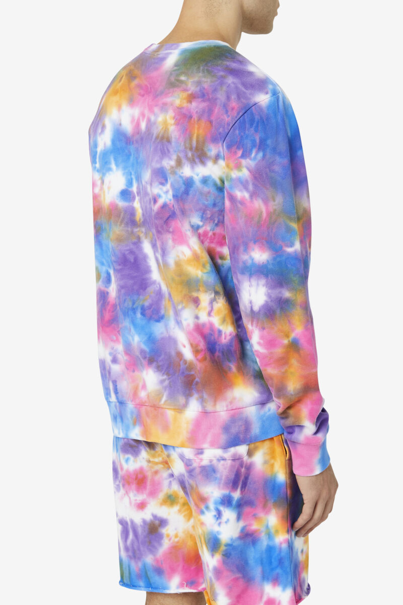 Men's Fila Jamie Tie Dye Crewneck Sweater Sweatshirts Multicolor | bz7UonYSiED