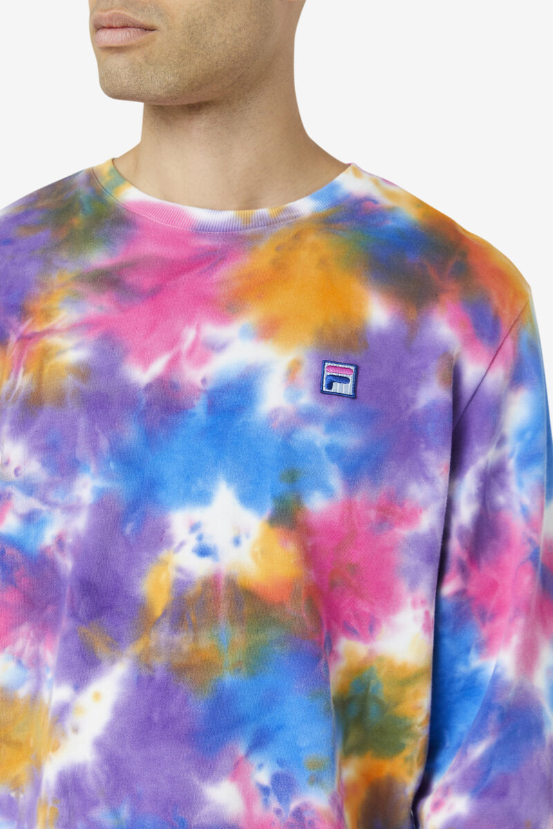 Men's Fila Jamie Tie Dye Crewneck Sweater Sweatshirts Multicolor | bz7UonYSiED