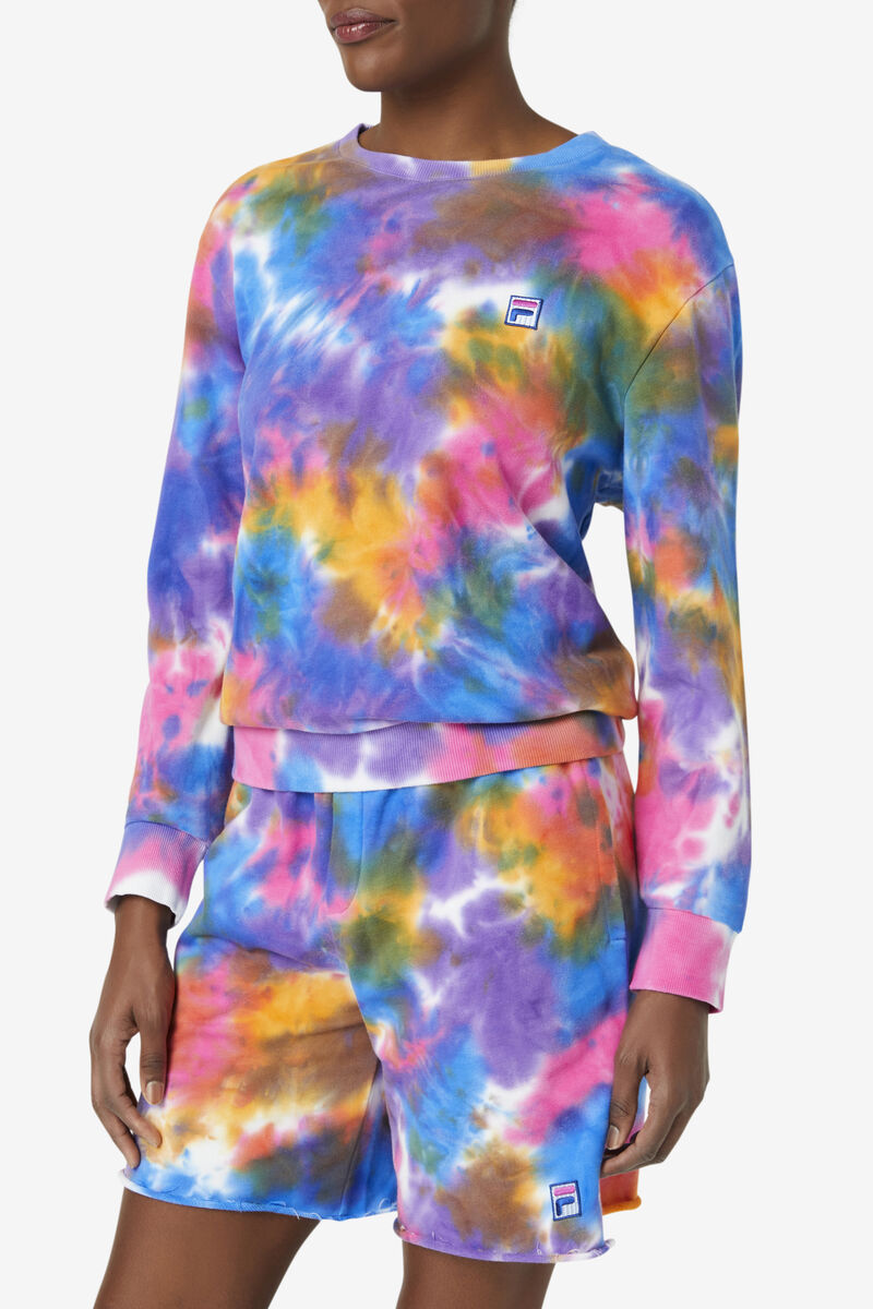 Men's Fila Jamie Tie Dye Crewneck Sweater Sweatshirts Multicolor | bz7UonYSiED