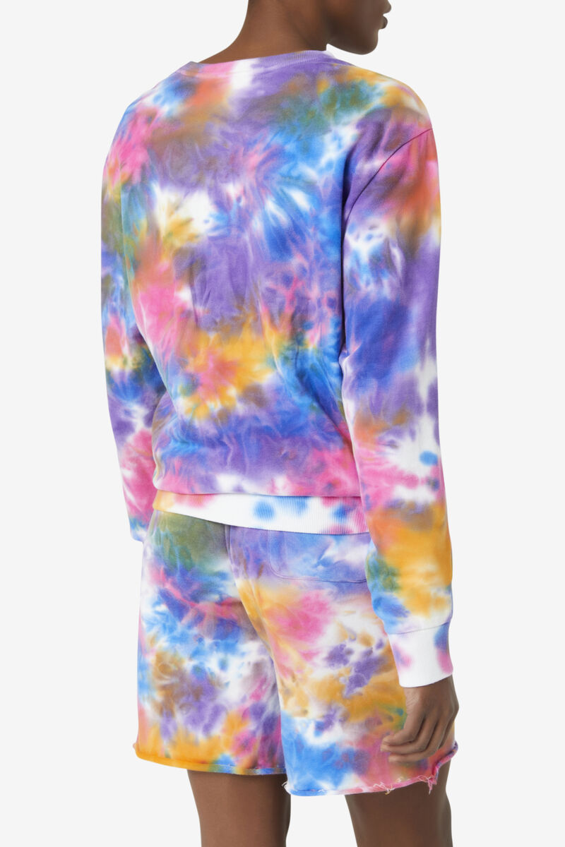 Men's Fila Jamie Tie Dye Crewneck Sweater Sweatshirts Multicolor | bz7UonYSiED