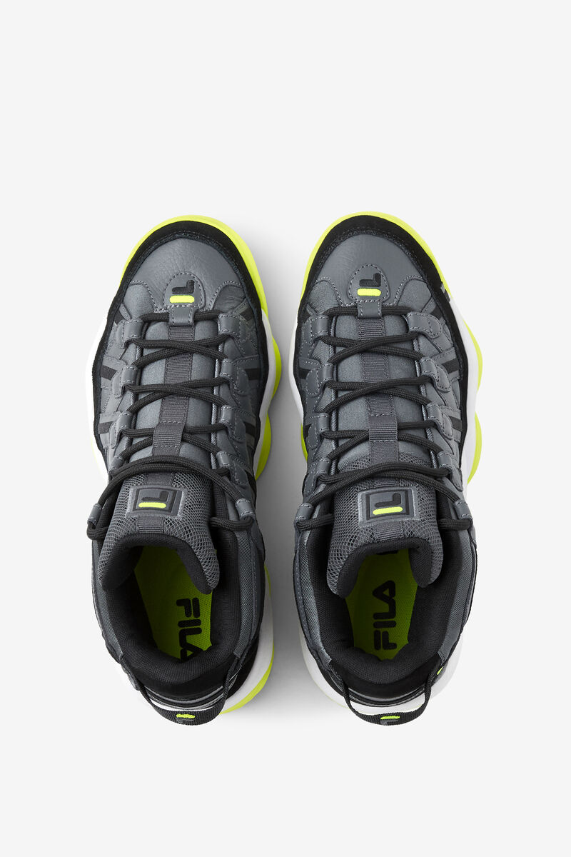 Men's Fila Jerry Stackhouse Spaghetti Sneakers | Fila Sneakers Dark Grey / Black / Yellow | QnIU7xPa