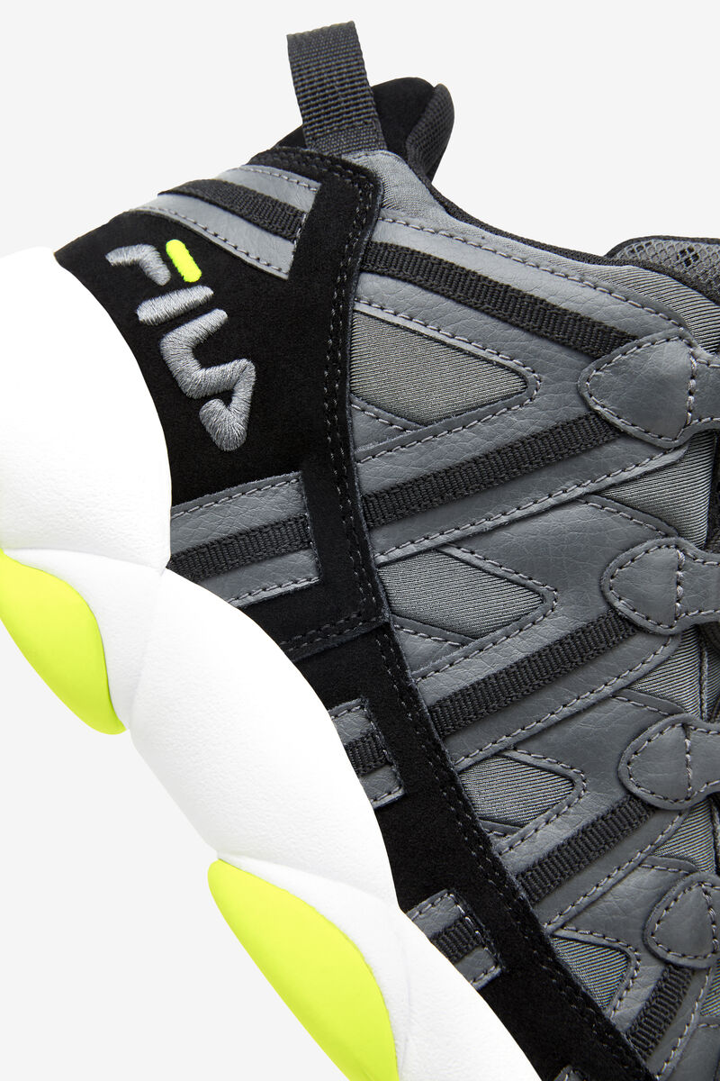 Men's Fila Jerry Stackhouse Spaghetti Sneakers | Fila Sneakers Dark Grey / Black / Yellow | QnIU7xPa
