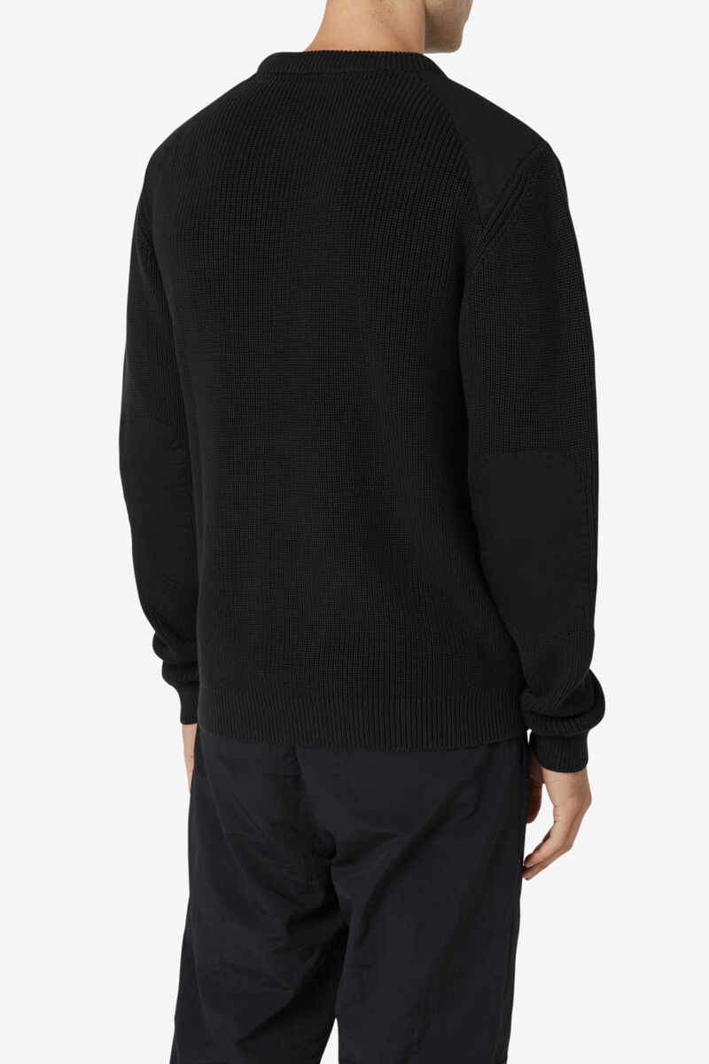 Men's Fila Jory Fisherman Knit Crew Sweaters Black | 3tzFCjI9oIy