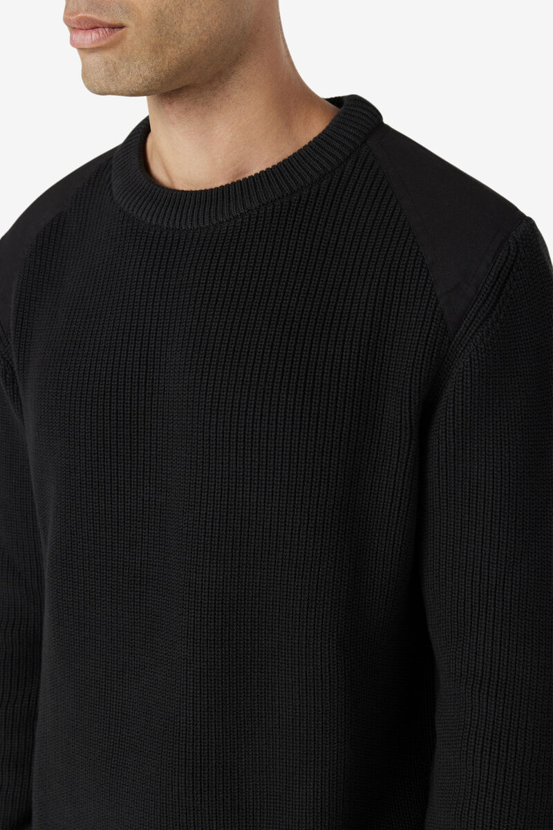 Men's Fila Jory Fisherman Knit Crew Sweaters Black | 3tzFCjI9oIy