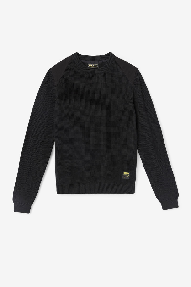 Men\'s Fila Jory Fisherman Knit Crew Sweaters Black | 3tzFCjI9oIy