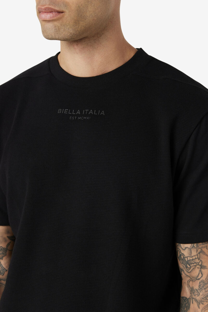 Men's Fila Kirk Waffle Knit T Shirts Black | iLYxgytnORR