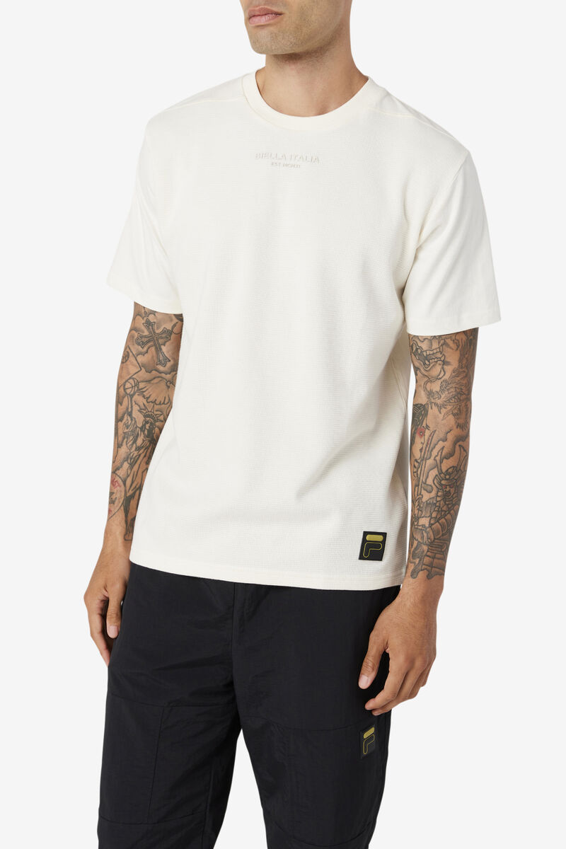 Men's Fila Kirk Waffle Knit T Shirts White | f7owhdyHUFV