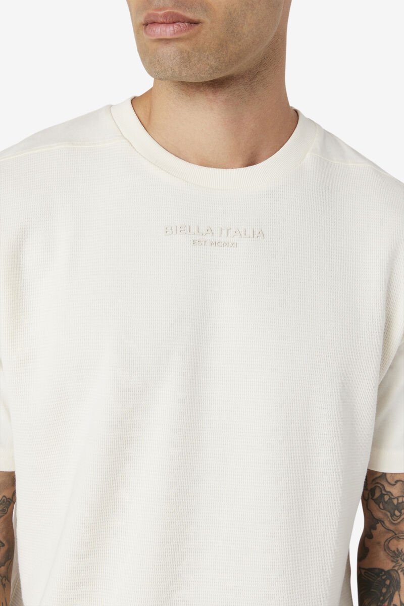 Men's Fila Kirk Waffle Knit T Shirts White | f7owhdyHUFV
