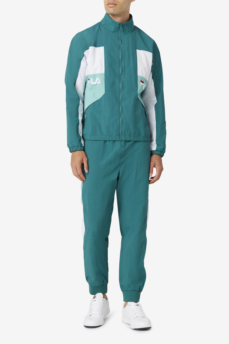 Men's Fila Klio Windpant Pants Dark Turquoise / White | Sr7HbEJOcx9