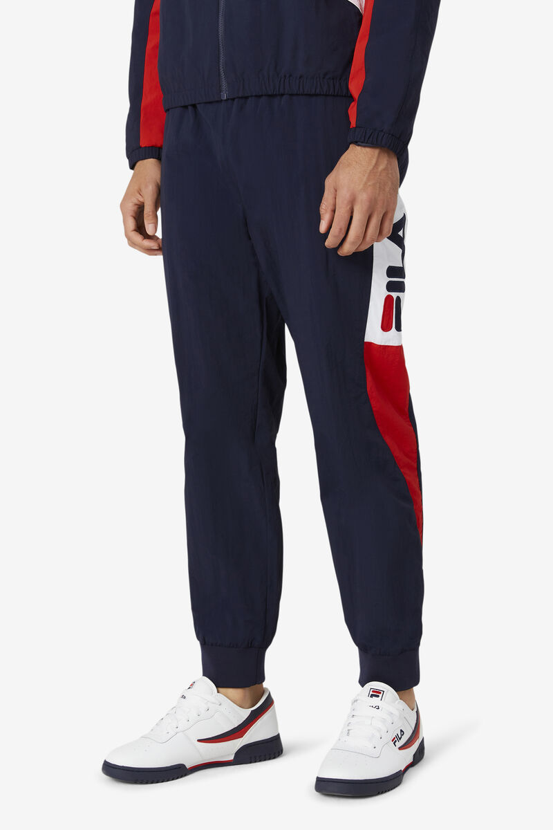 Men's Fila Klio Windpant Pants Navy / White / Red | qYbIgg3sHSH
