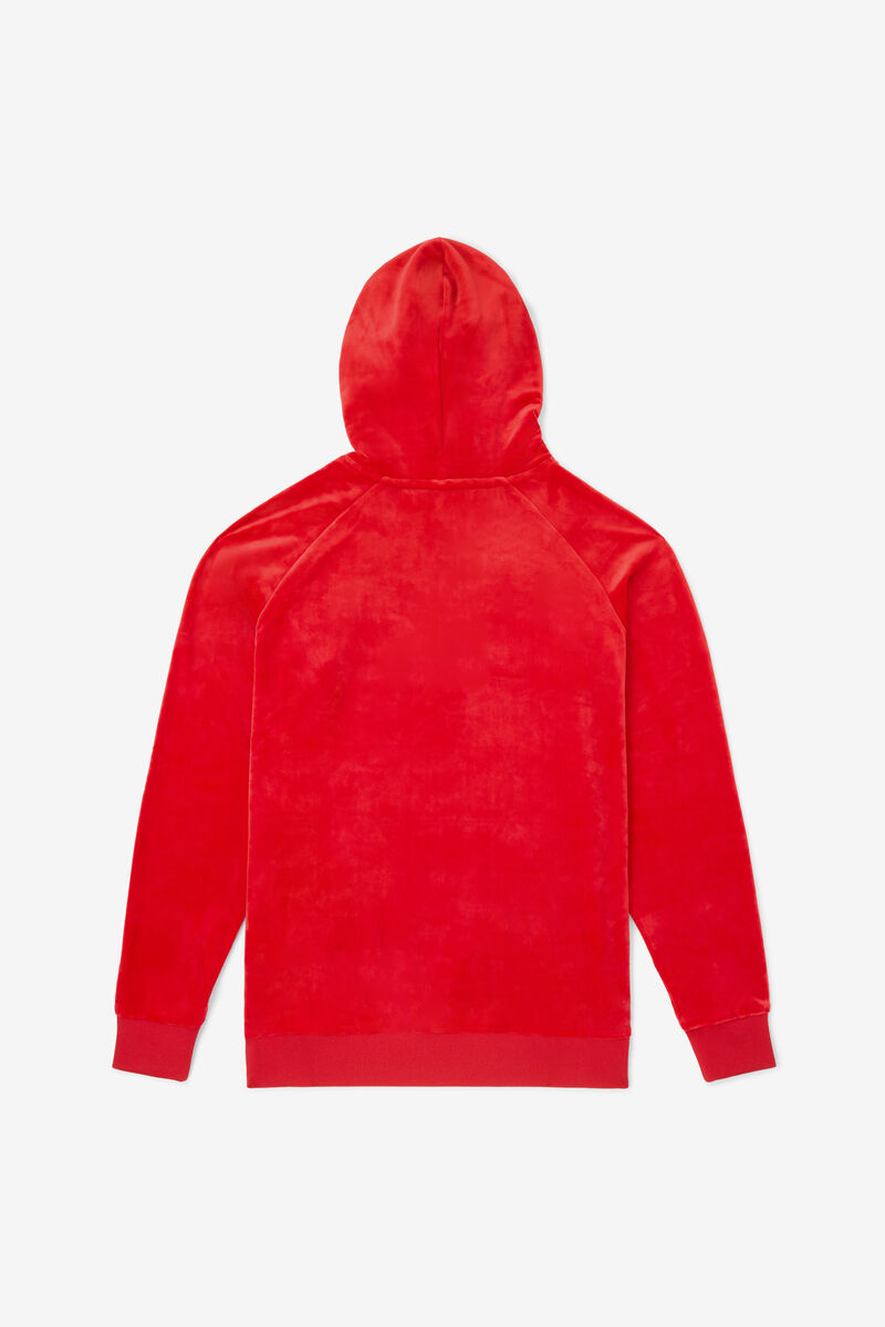 Men's Fila Laurent Velour Hoodie Hoodies Red | AS6tkBOBOvk