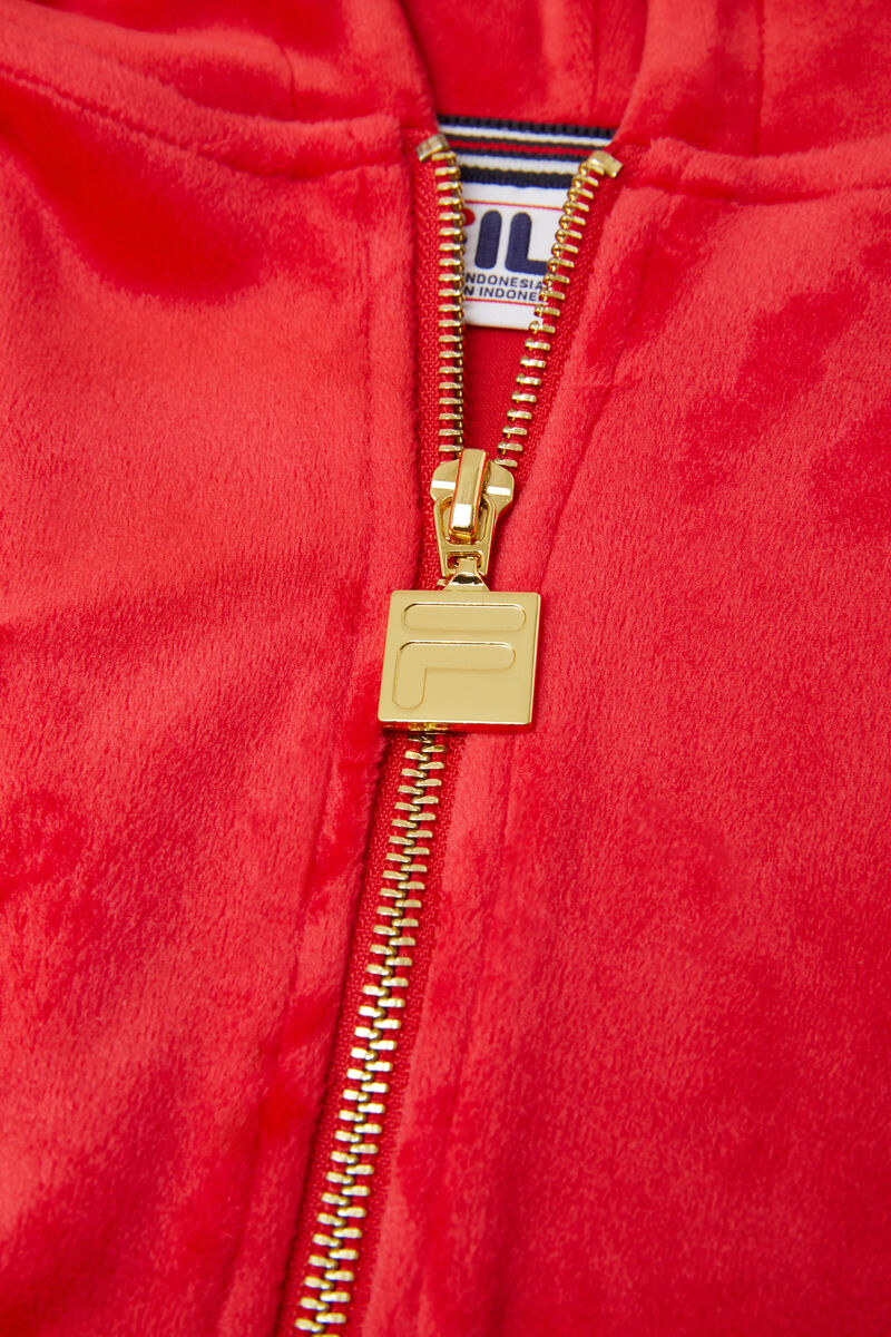 Men's Fila Laurent Velour Hoodie Hoodies Red | AS6tkBOBOvk