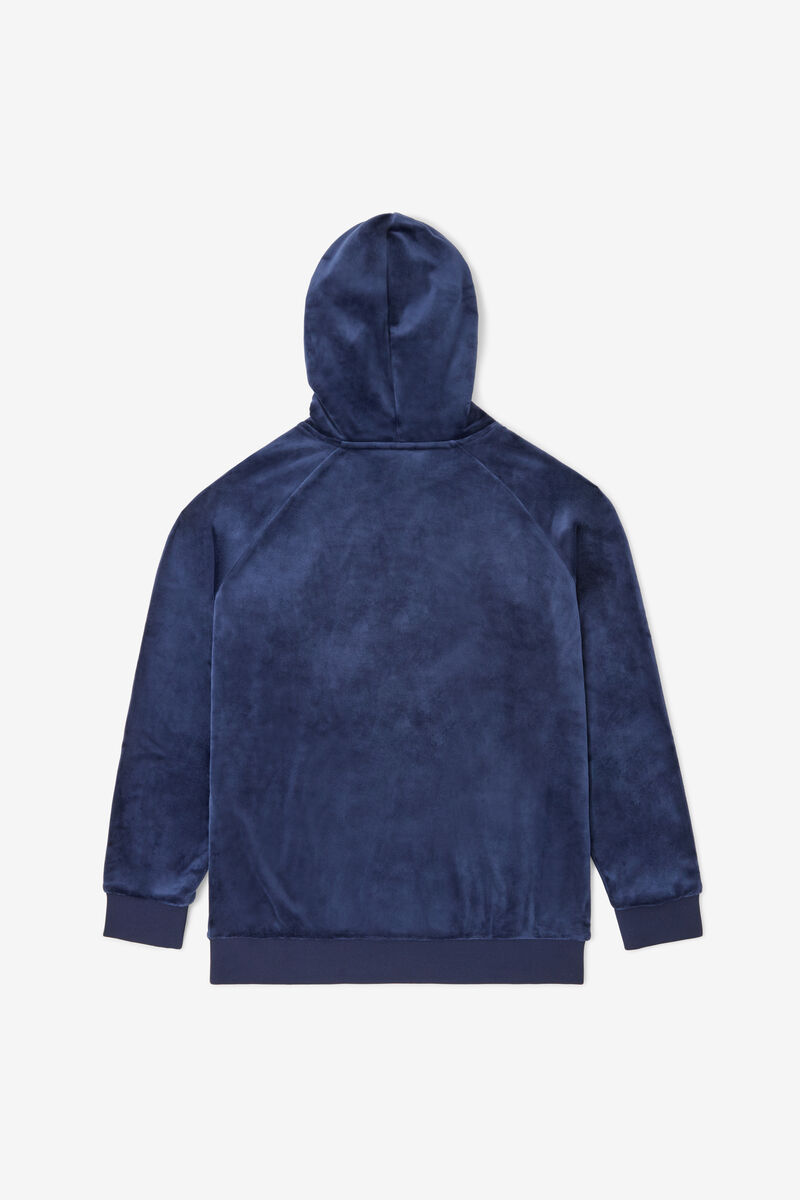 Men's Fila Laurent Velour Hoodie Hoodies Navy | G4DymEOzur7