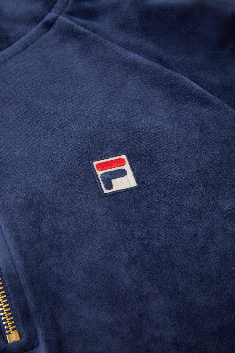 Men's Fila Laurent Velour Hoodie Hoodies Navy | G4DymEOzur7