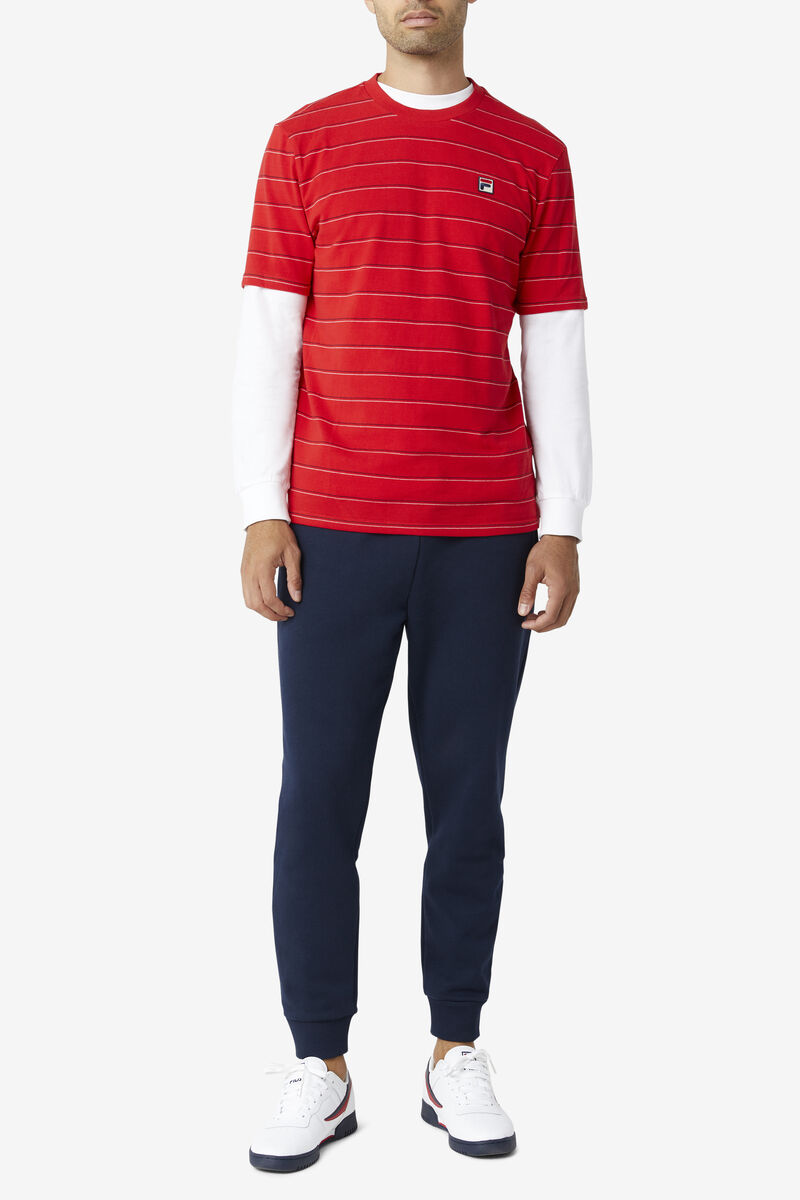 Men's Fila Leon T Shirts Red / White / Navy | tsErNPZr1jv