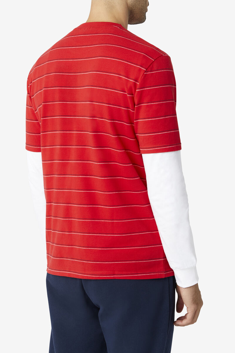 Men's Fila Leon T Shirts Red / White / Navy | tsErNPZr1jv