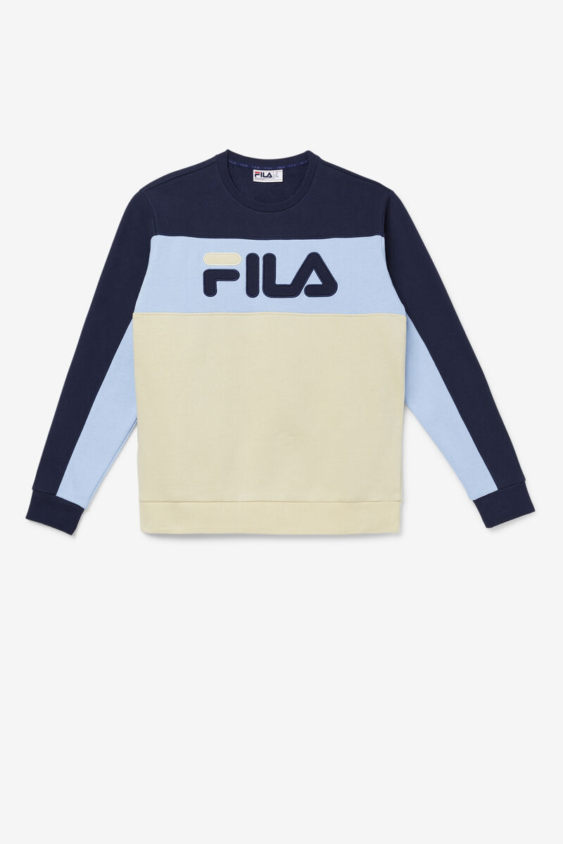 Men\'s Fila Lesner Fleece Crew Tracksuits Peacock / Brown / Blue | fILaM43y1m3