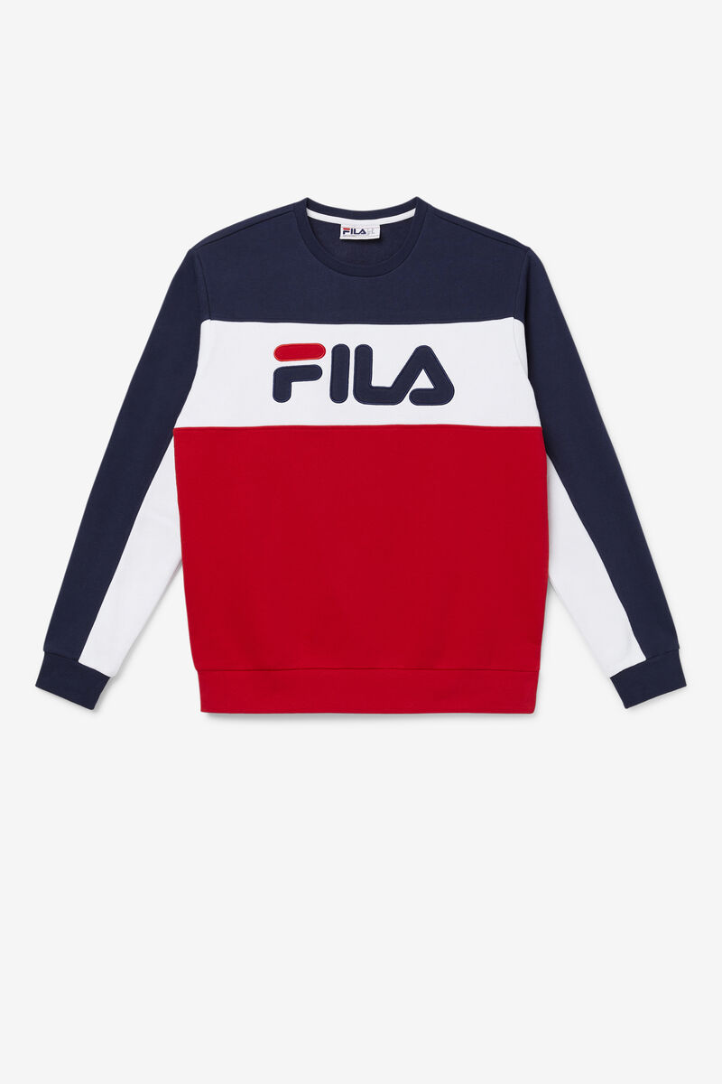 Men\'s Fila Lesner Fleece Crew Tracksuits Peacock / White / Red | jAj5PNf26Oy