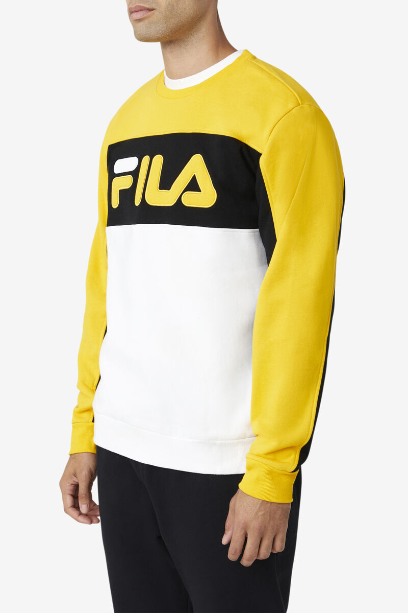 Men's Fila Lesner Fleece Crew Tracksuits Gold / Black / White | tWzSbBhIY4X