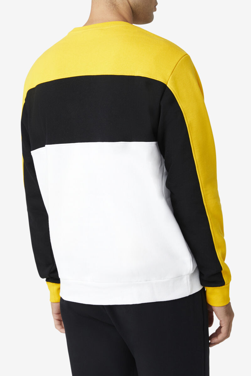 Men's Fila Lesner Fleece Crew Tracksuits Gold / Black / White | tWzSbBhIY4X