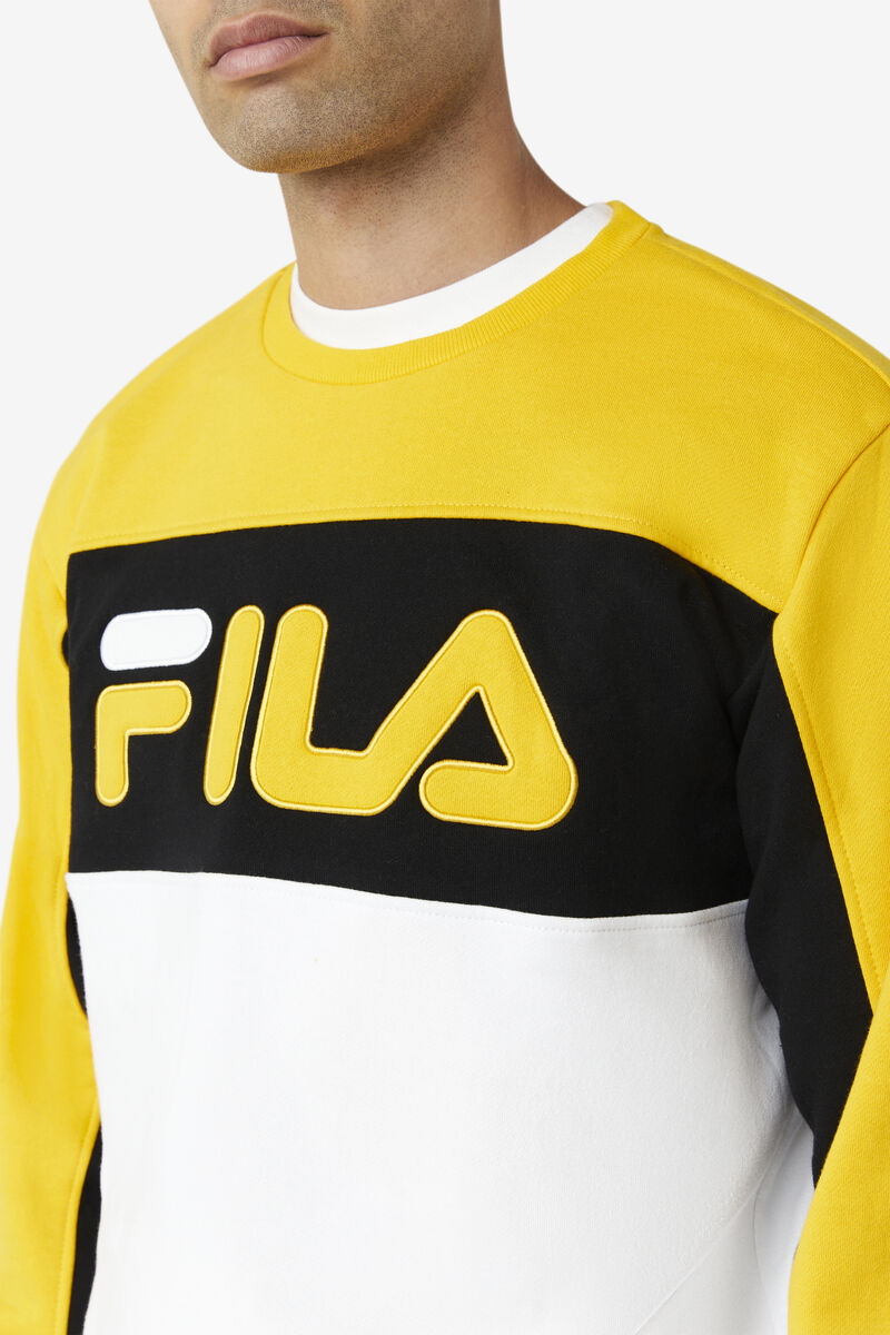Men's Fila Lesner Fleece Crew Tracksuits Gold / Black / White | tWzSbBhIY4X