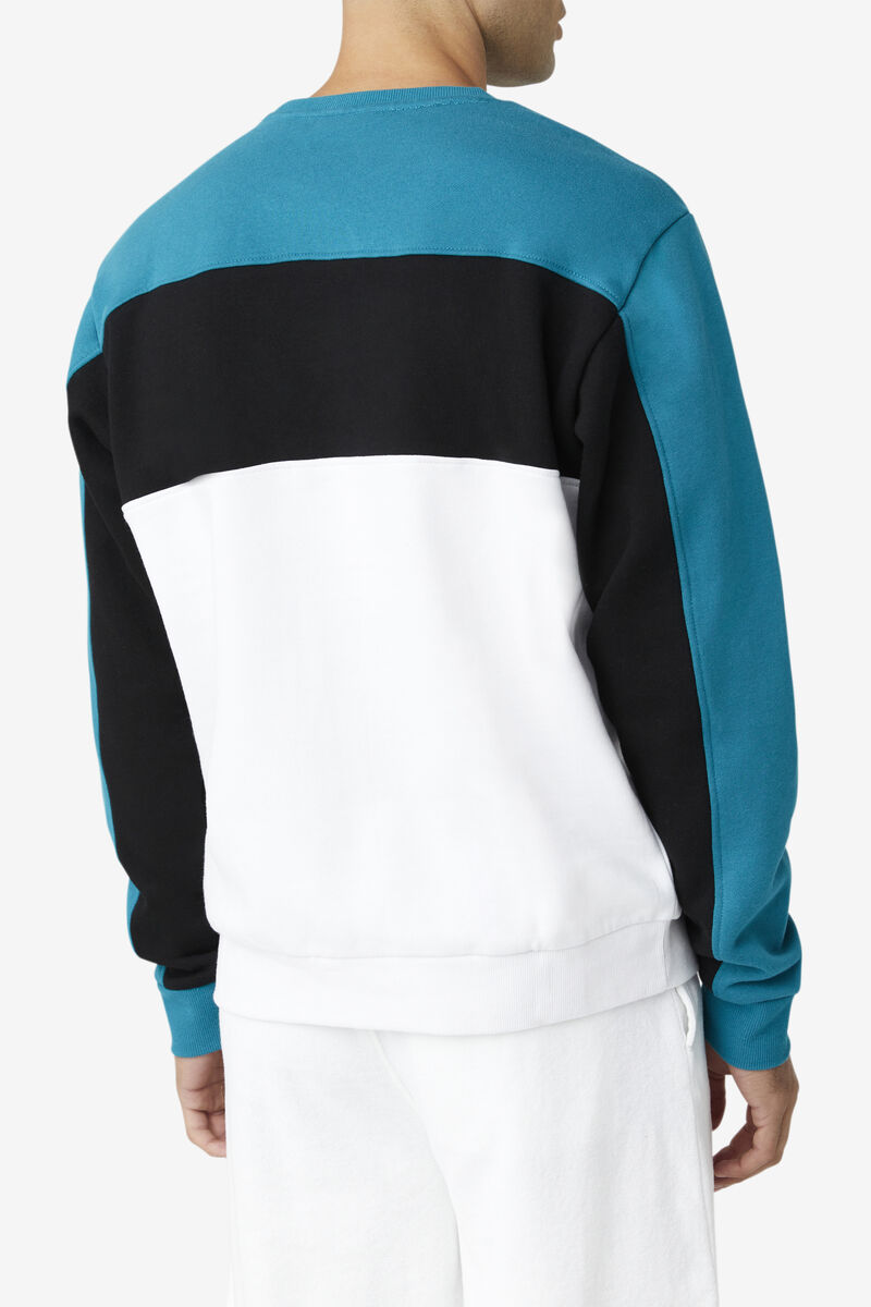 Men's Fila Lesner Fleece Crew Tracksuits Blue / White / Black | xfInM2vWbx5