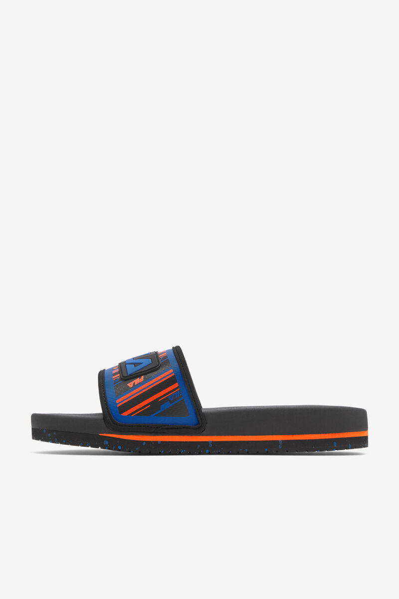 Men's Fila Lunar Slide Slides Black / Blue / Red Orange | YysuCeDAQaQ