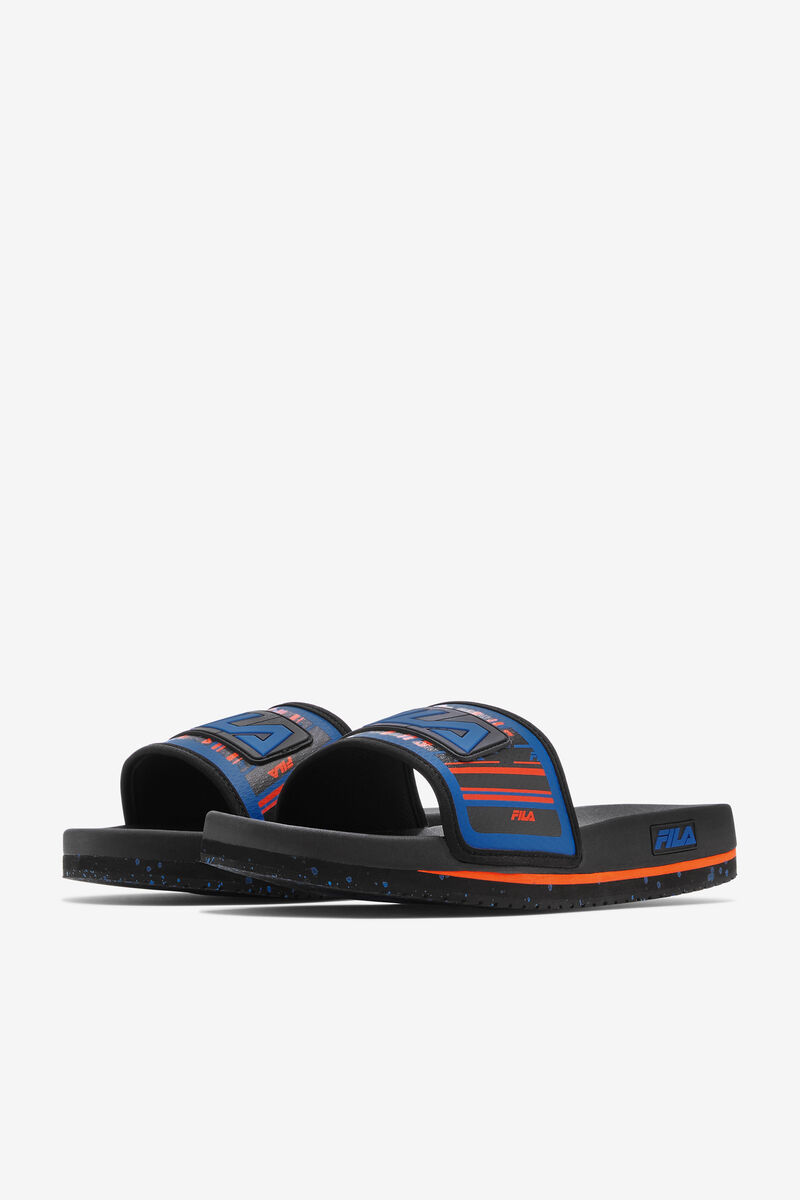 Men's Fila Lunar Slide Slides Black / Blue / Red Orange | YysuCeDAQaQ