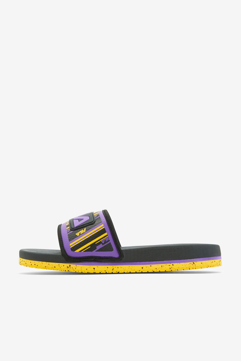 Men's Fila Lunar Slide Slides Black / Gold / Purple | ofuSi7AgSPf