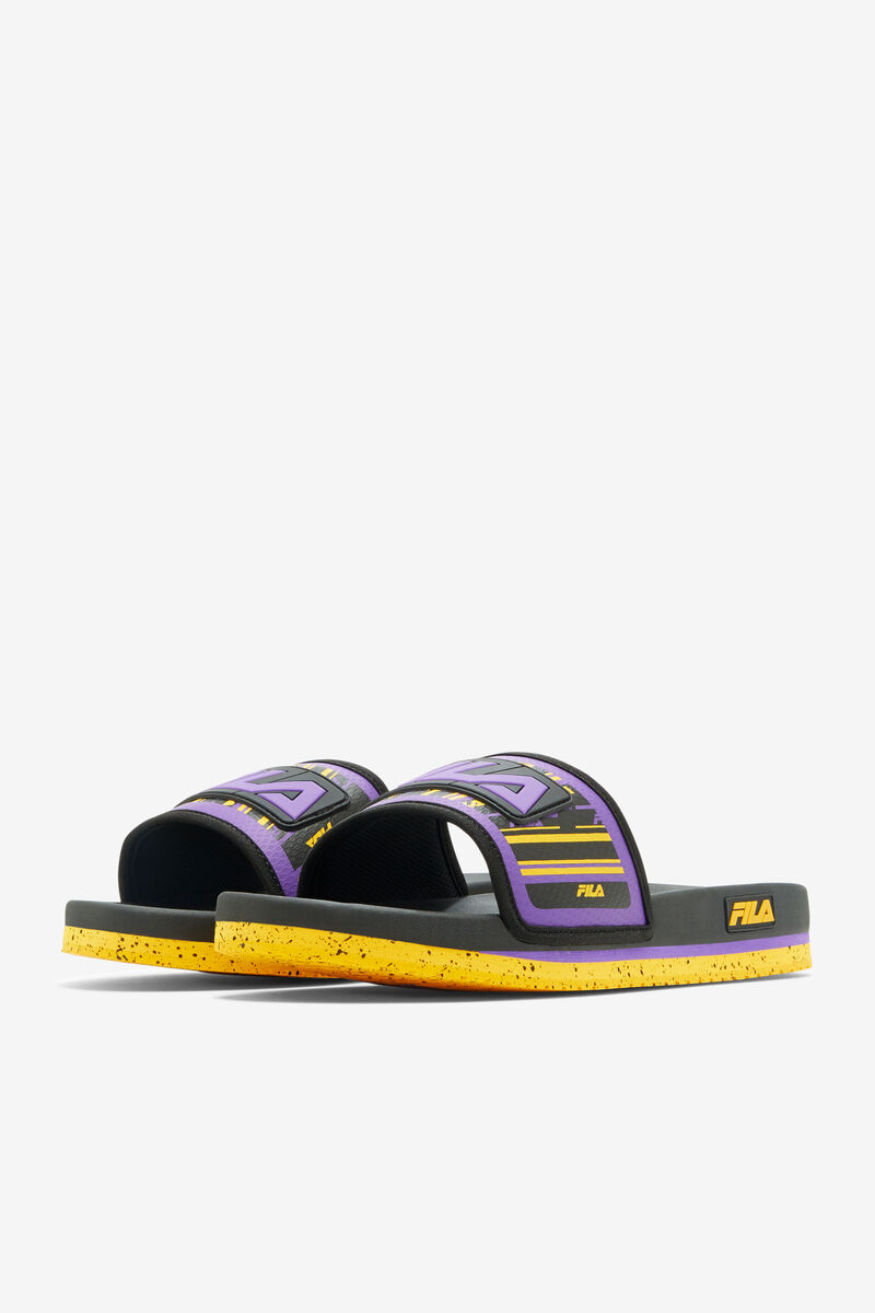 Men's Fila Lunar Slide Slides Black / Gold / Purple | ofuSi7AgSPf