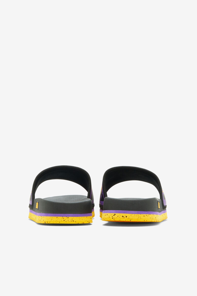Men's Fila Lunar Slide Slides Black / Gold / Purple | ofuSi7AgSPf