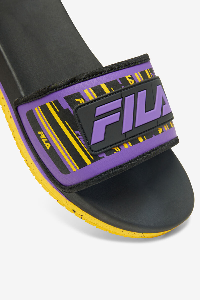 Men's Fila Lunar Slide Slides Black / Gold / Purple | ofuSi7AgSPf