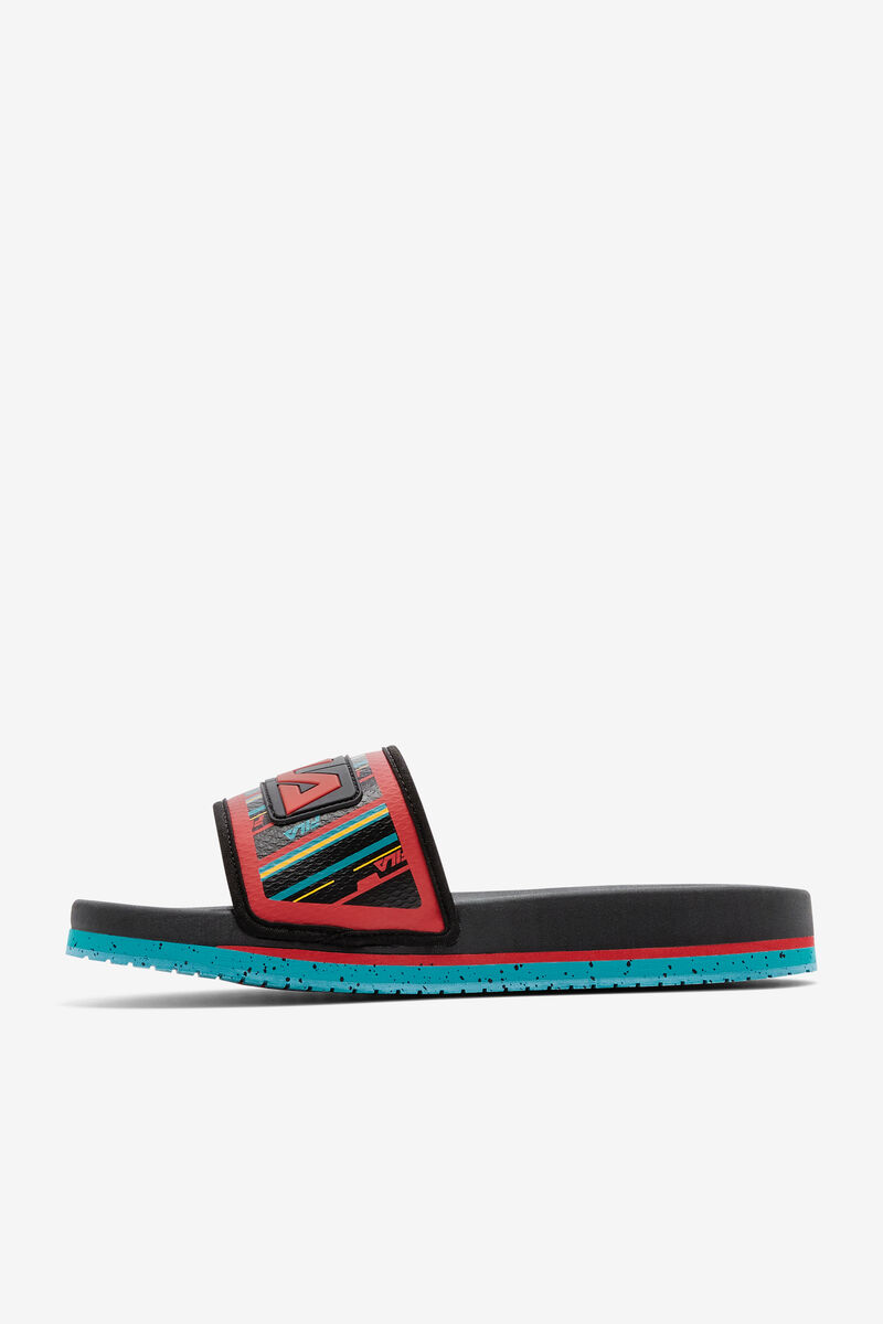 Men's Fila Lunar Slide Slides Black / Turquoise / Red | tR5Azs8ZkOF