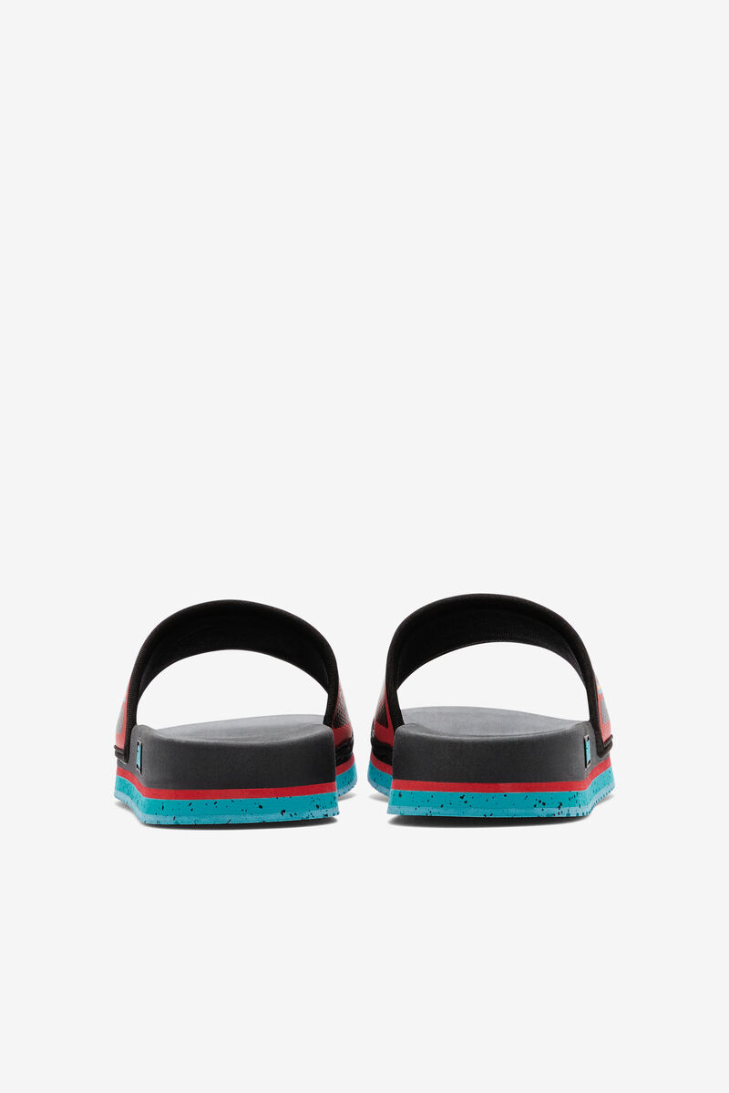 Men's Fila Lunar Slide Slides Black / Turquoise / Red | tR5Azs8ZkOF