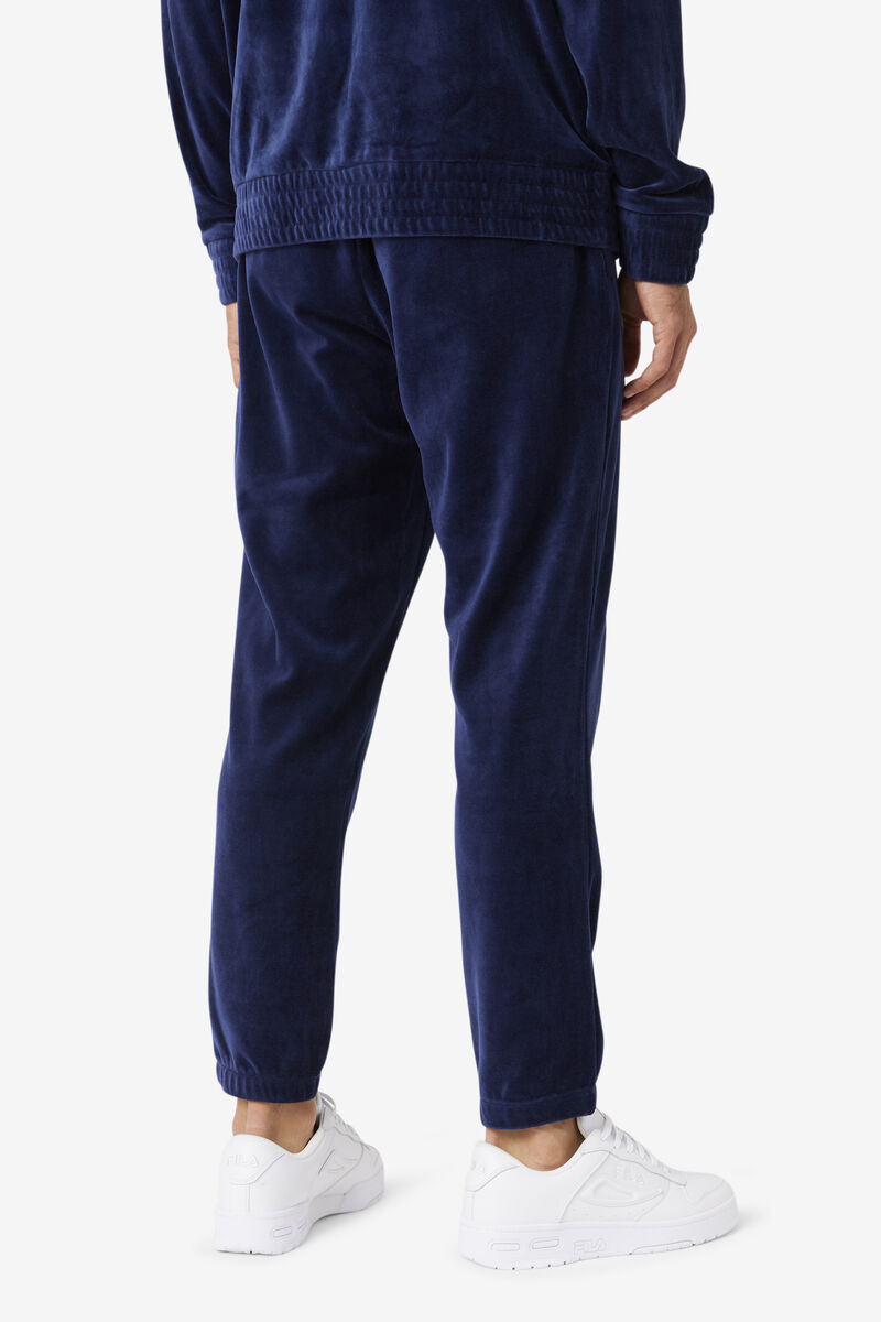 Men's Fila Mansur Velour Pant Pants Navy / White / Red | KqfYsY6HWYZ