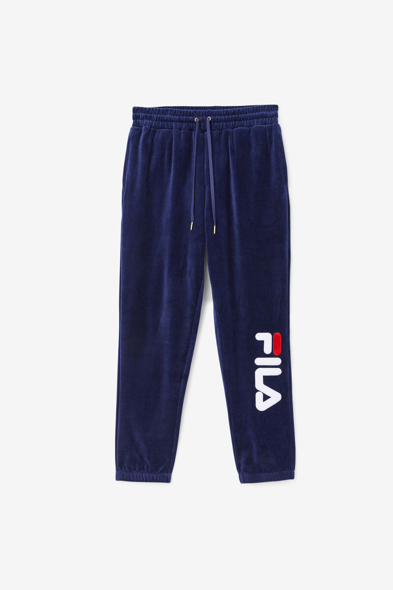 Men\'s Fila Mansur Velour Pant Pants Navy / White / Red | KqfYsY6HWYZ