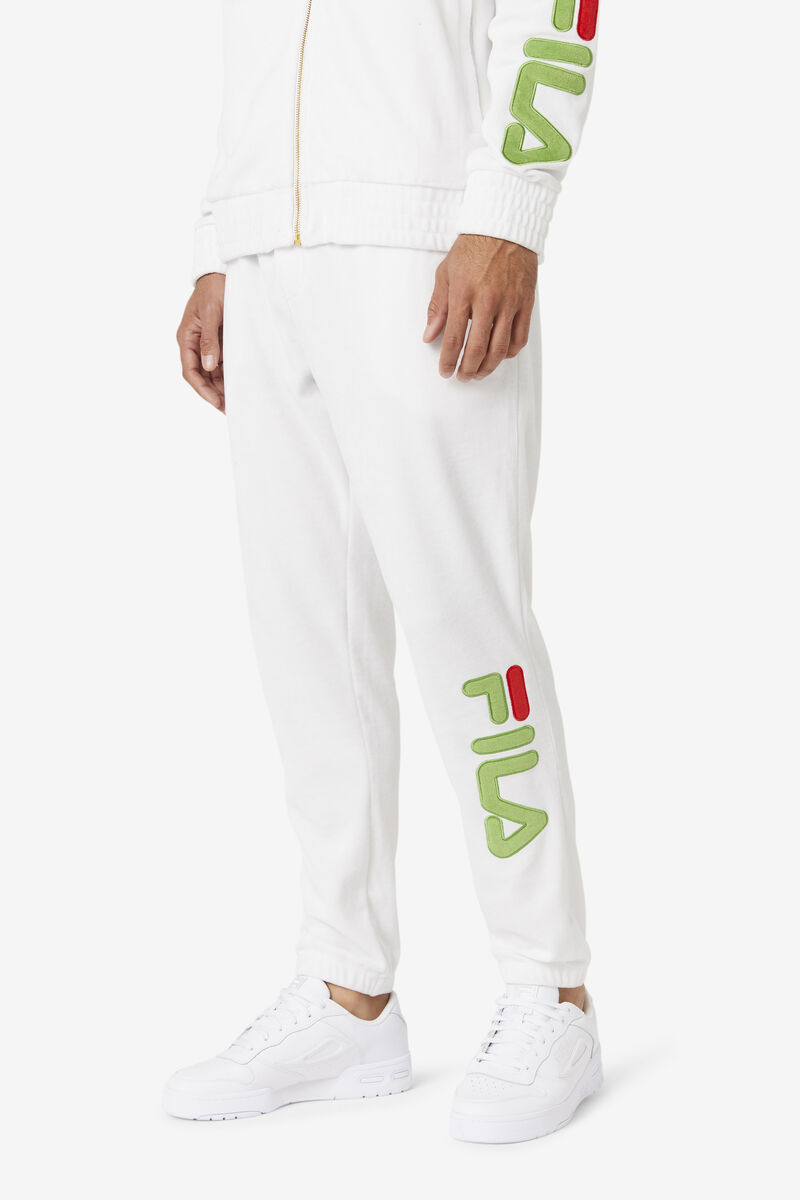 Men's Fila Mansur Velour Pant Tracksuits White / Green / Red | WeFfOSC8ReV