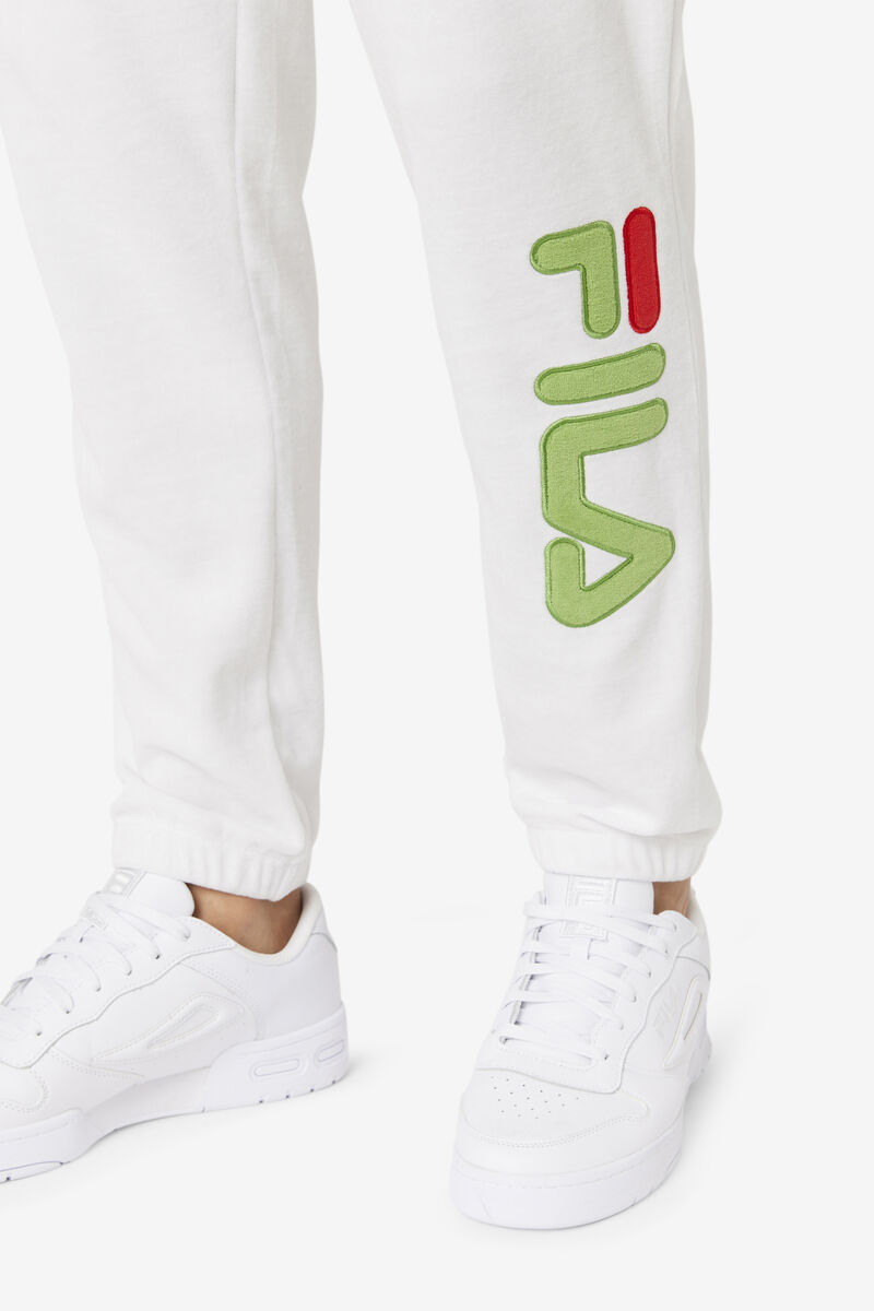 Men's Fila Mansur Velour Pant Tracksuits White / Green / Red | WeFfOSC8ReV