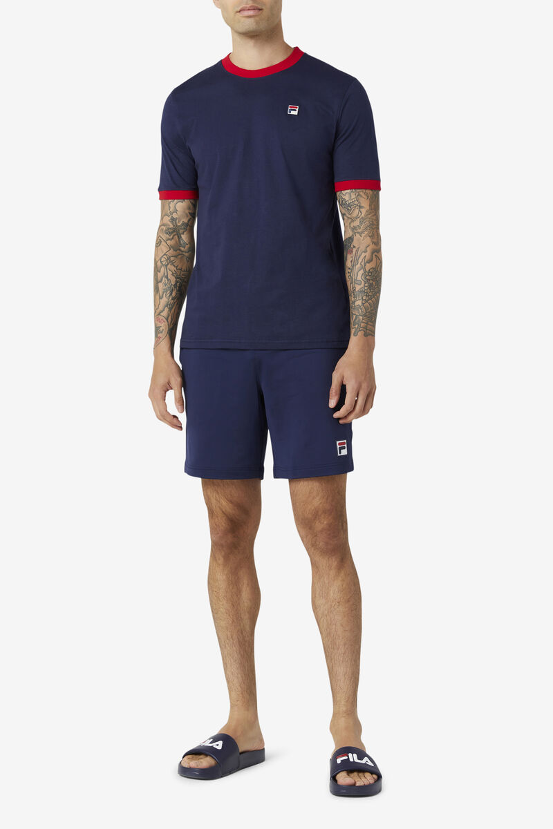 Men's Fila Marconi Ringer T Shirts Navy / Red | cnY5hqXYmjW