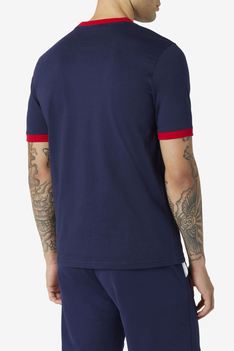 Men's Fila Marconi Ringer T Shirts Navy / Red | cnY5hqXYmjW