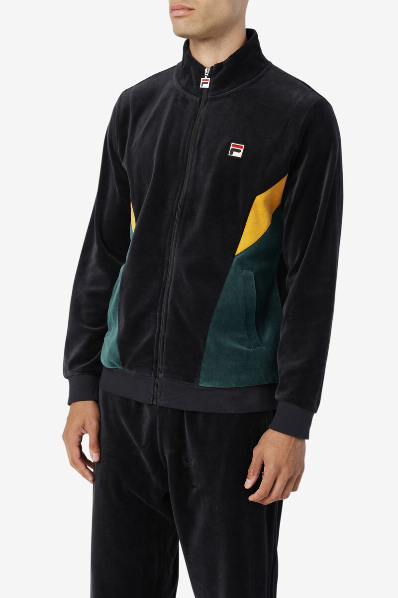 Men's Fila Marten Velour Jacket Tracksuits Black | OwjbEIxOdaR