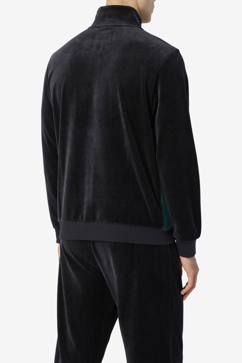 Men's Fila Marten Velour Jacket Tracksuits Black | OwjbEIxOdaR
