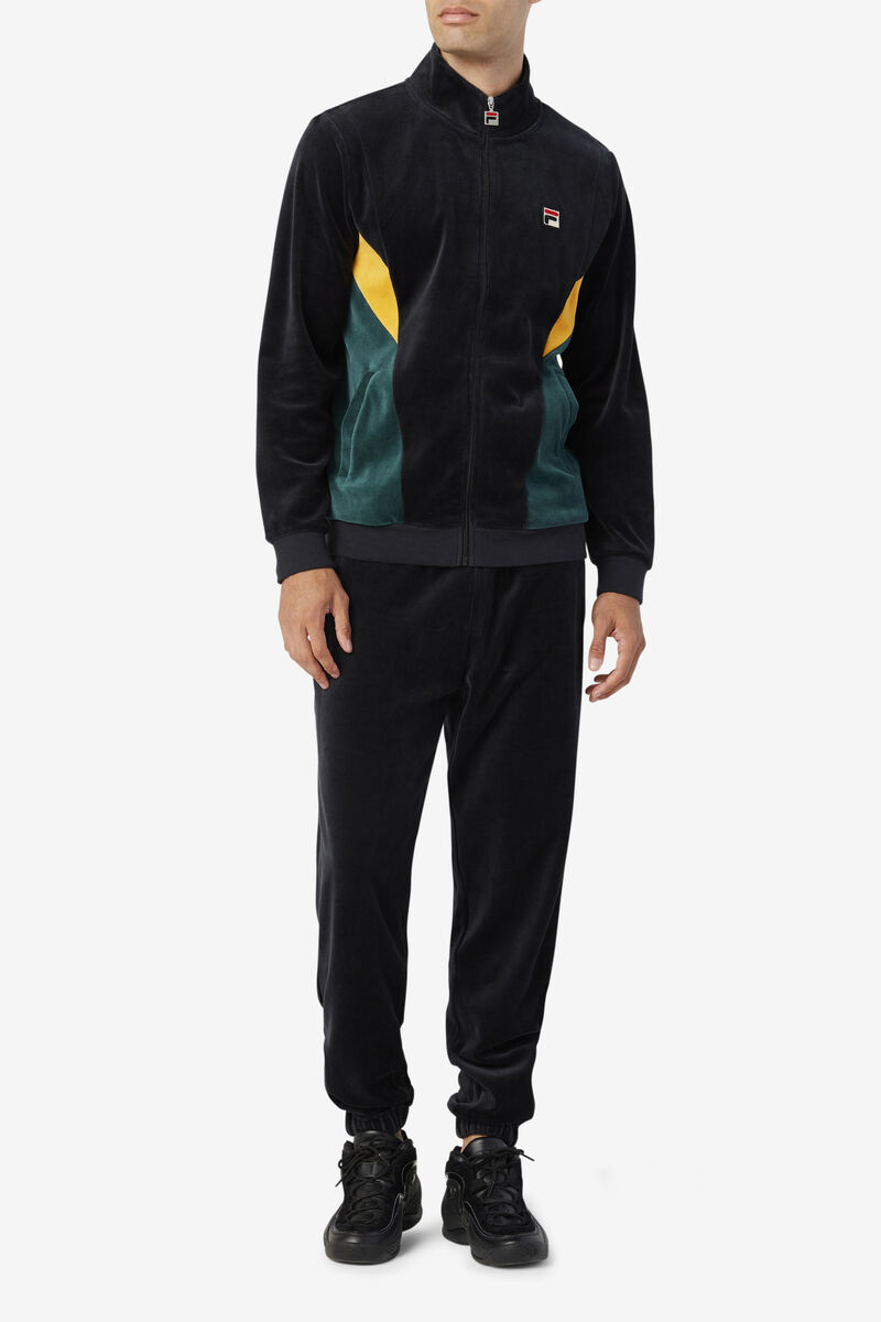 Men's Fila Marten Velour Jacket Tracksuits Black | OwjbEIxOdaR