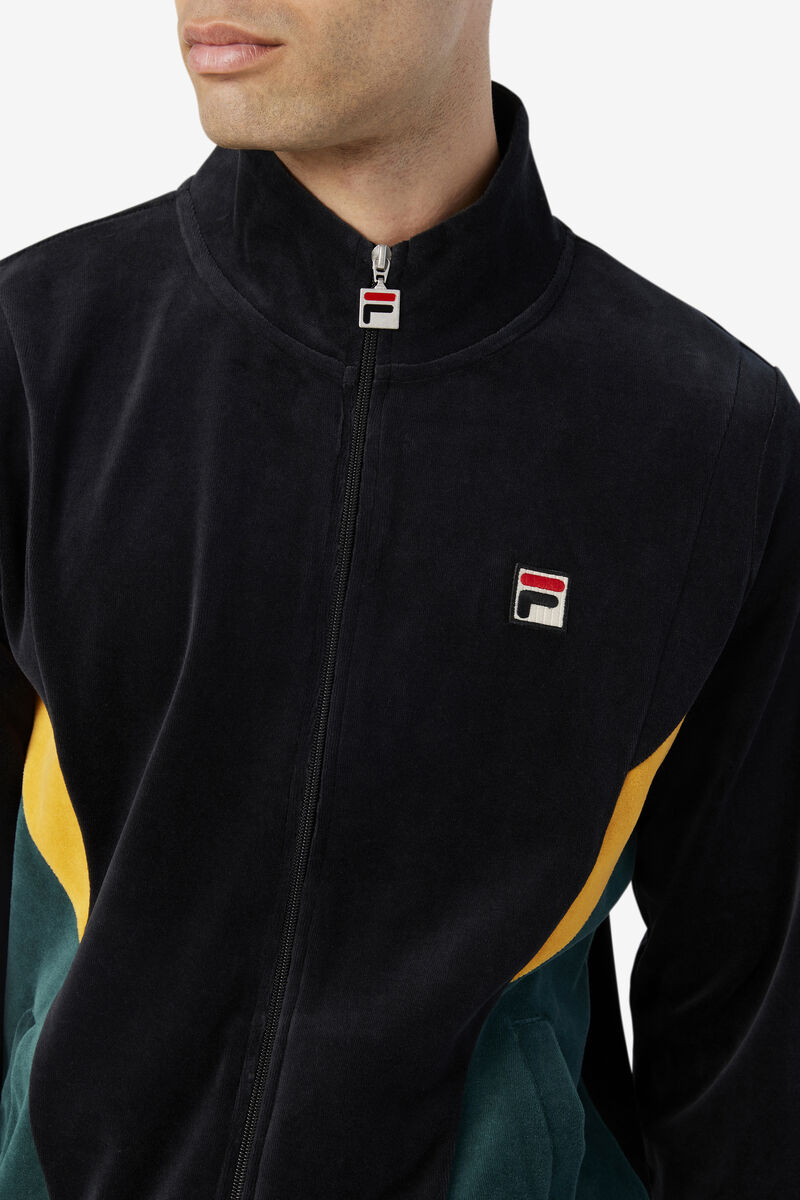 Men's Fila Marten Velour Jacket Tracksuits Black | OwjbEIxOdaR