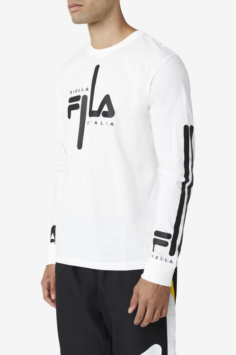 Men's Fila Martino Long Sleeve T Shirts White / Black | 2QsZjyEOki5