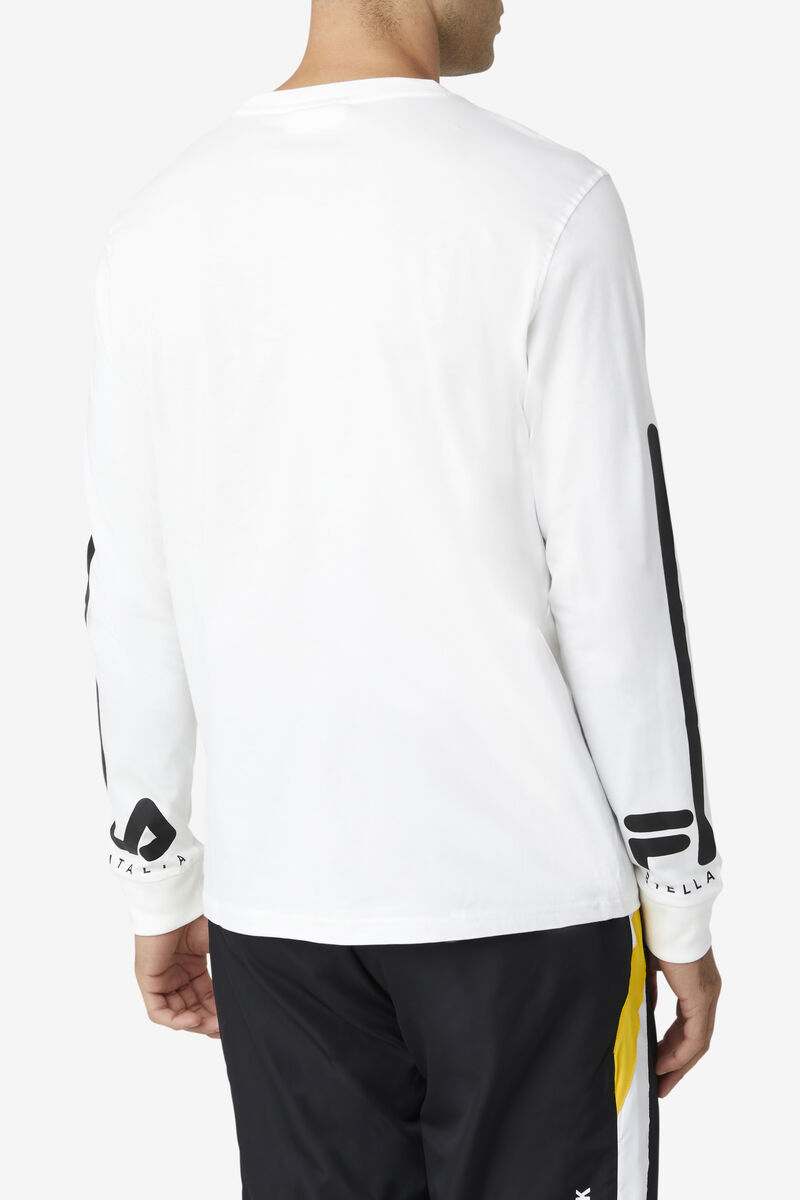 Men's Fila Martino Long Sleeve T Shirts White / Black | 2QsZjyEOki5