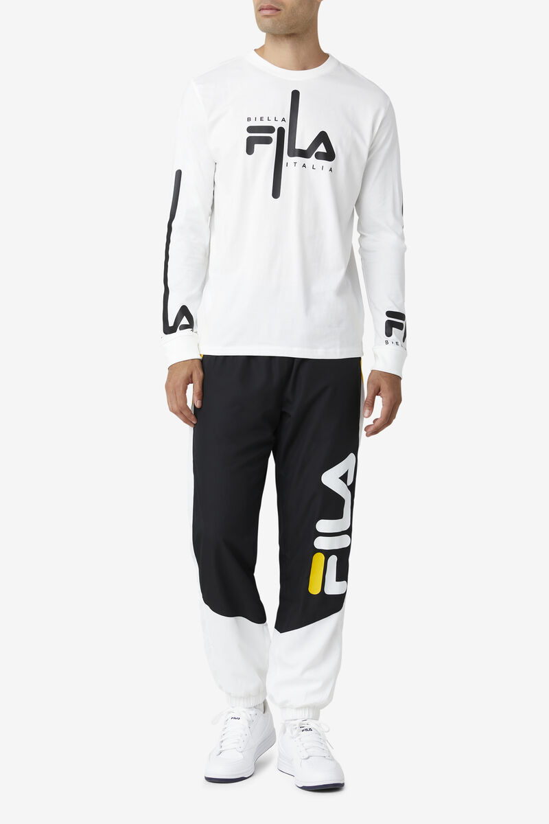 Men's Fila Martino Long Sleeve T Shirts White / Black | 2QsZjyEOki5