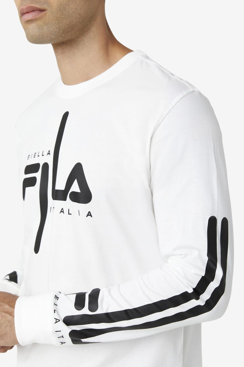 Men's Fila Martino Long Sleeve T Shirts White / Black | 2QsZjyEOki5