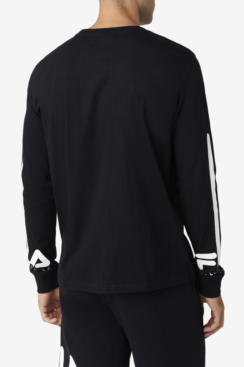 Men's Fila Martino Long Sleeve T Shirts Black / White | NGm4igsCelK